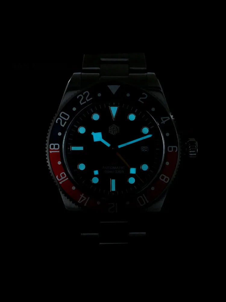 San Martin Automatic GMT Watch Sapphire Crystal 100M Water Resistant