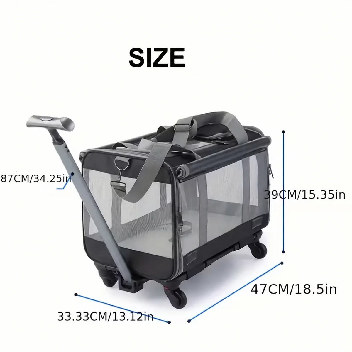 Oxford Fabric Pet Backpack Stroller With Retractable Handle