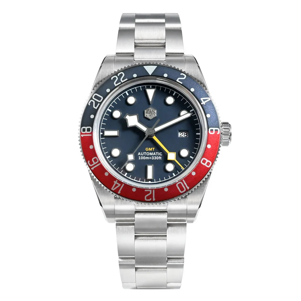San Martin Automatic GMT Watch Sapphire Crystal 100M Water Resistant