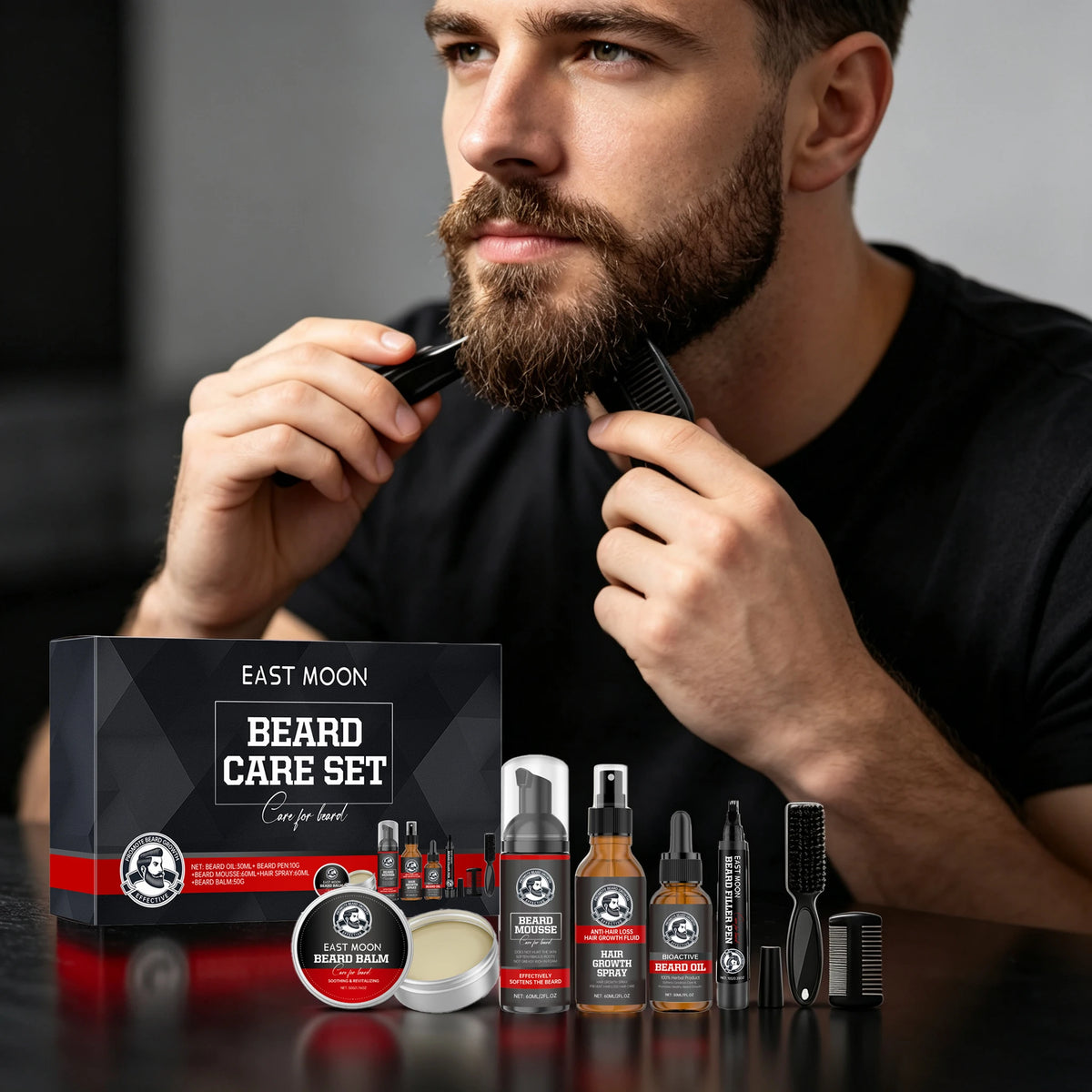Men's Beard Care Set With Jojoba Oil For Moisturized Skin