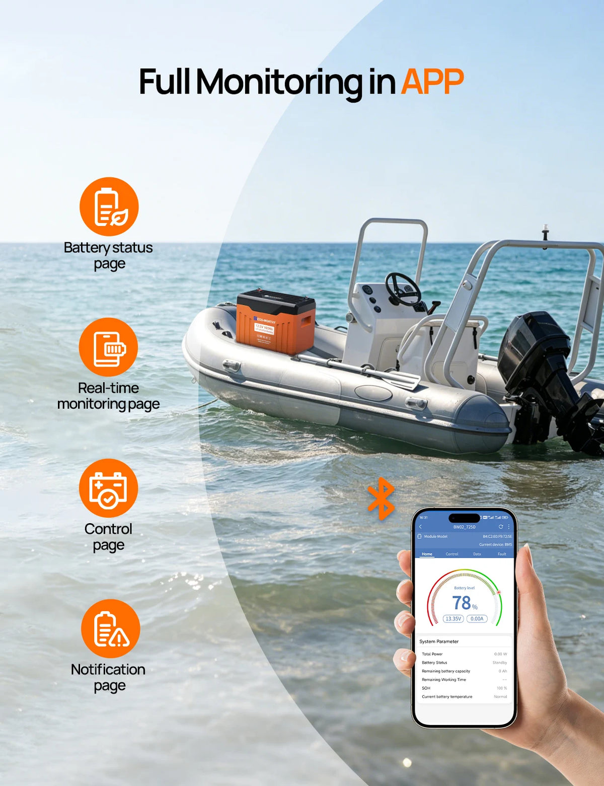 ECO-WORTHY Bluetooth LiFePO4 Battery With Low Temperature Protection