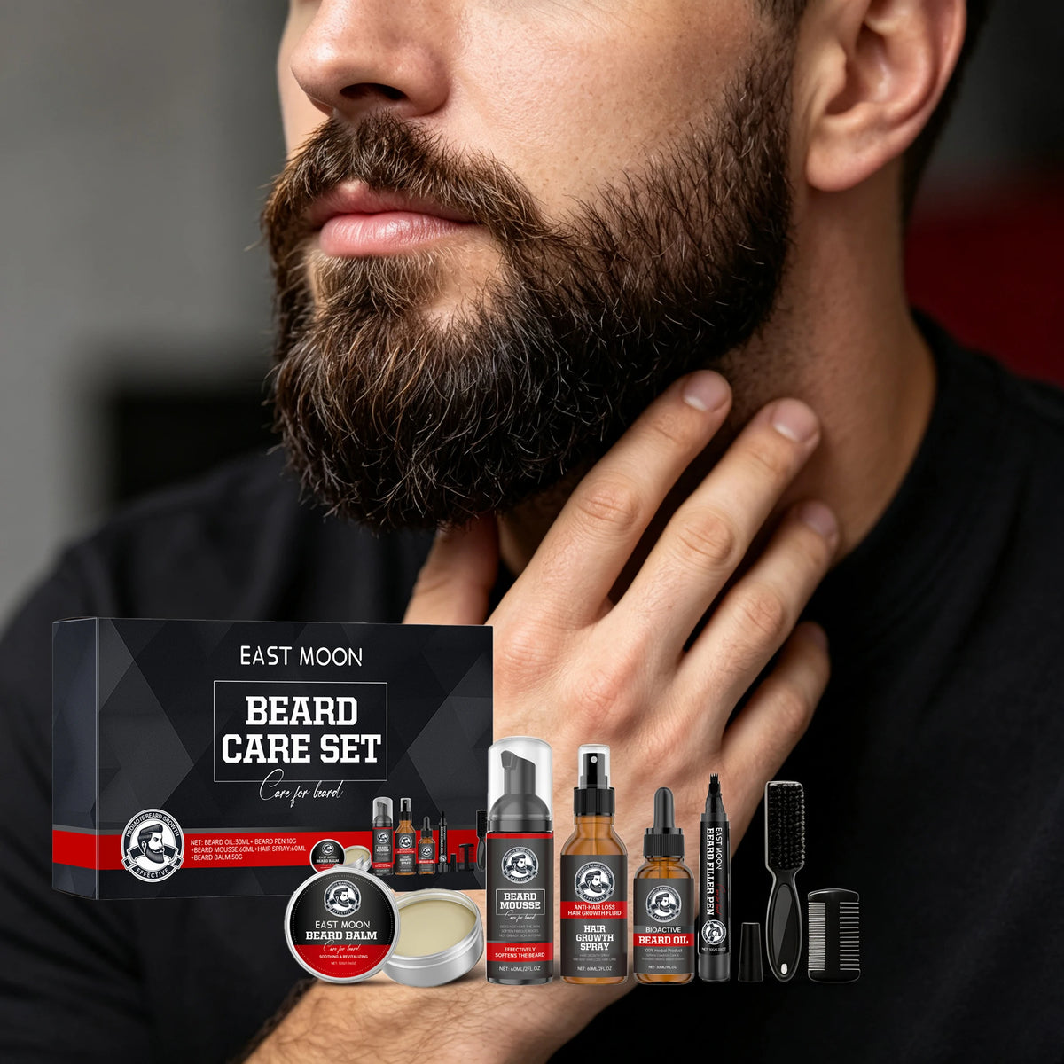 Men's Beard Care Set With Jojoba Oil For Moisturized Skin