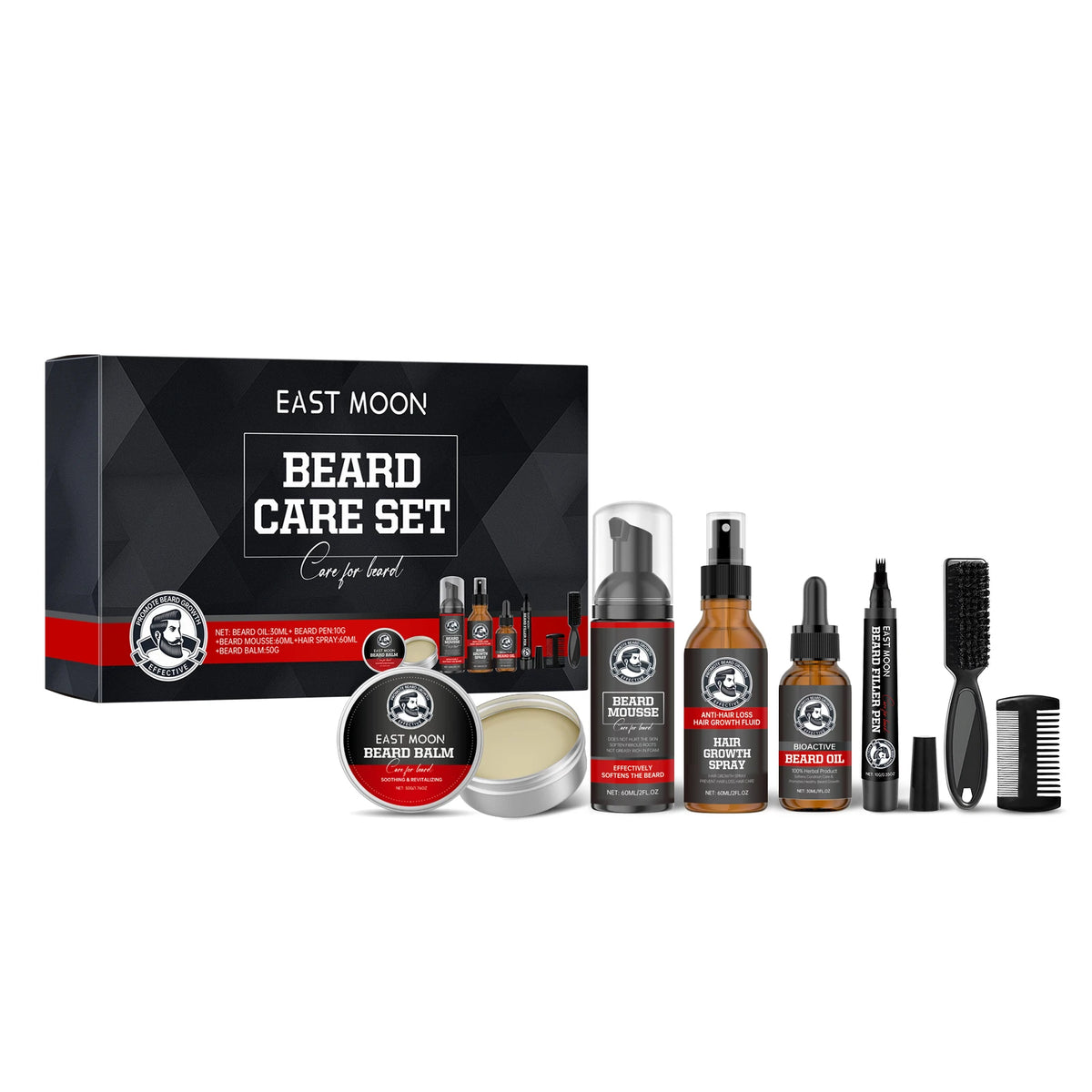 Men's Beard Care Set With Jojoba Oil For Moisturized Skin