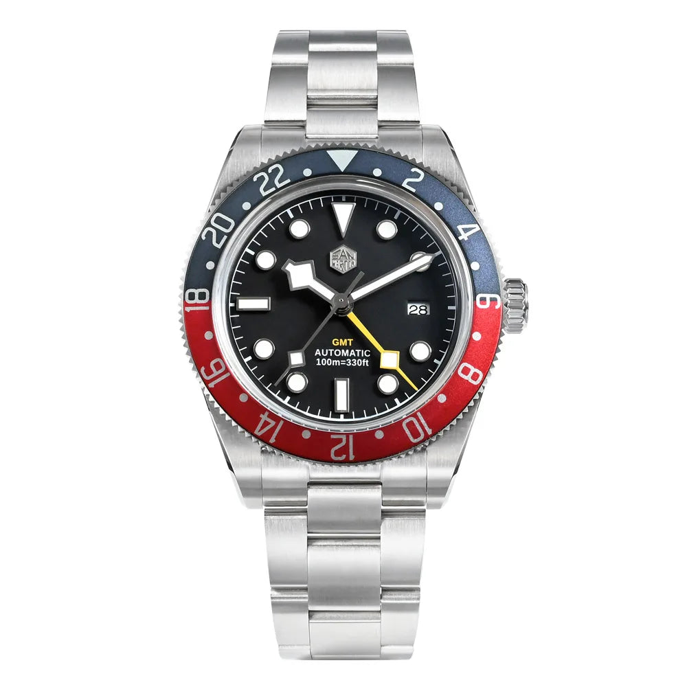 San Martin Automatic GMT Watch Sapphire Crystal 100M Water Resistant
