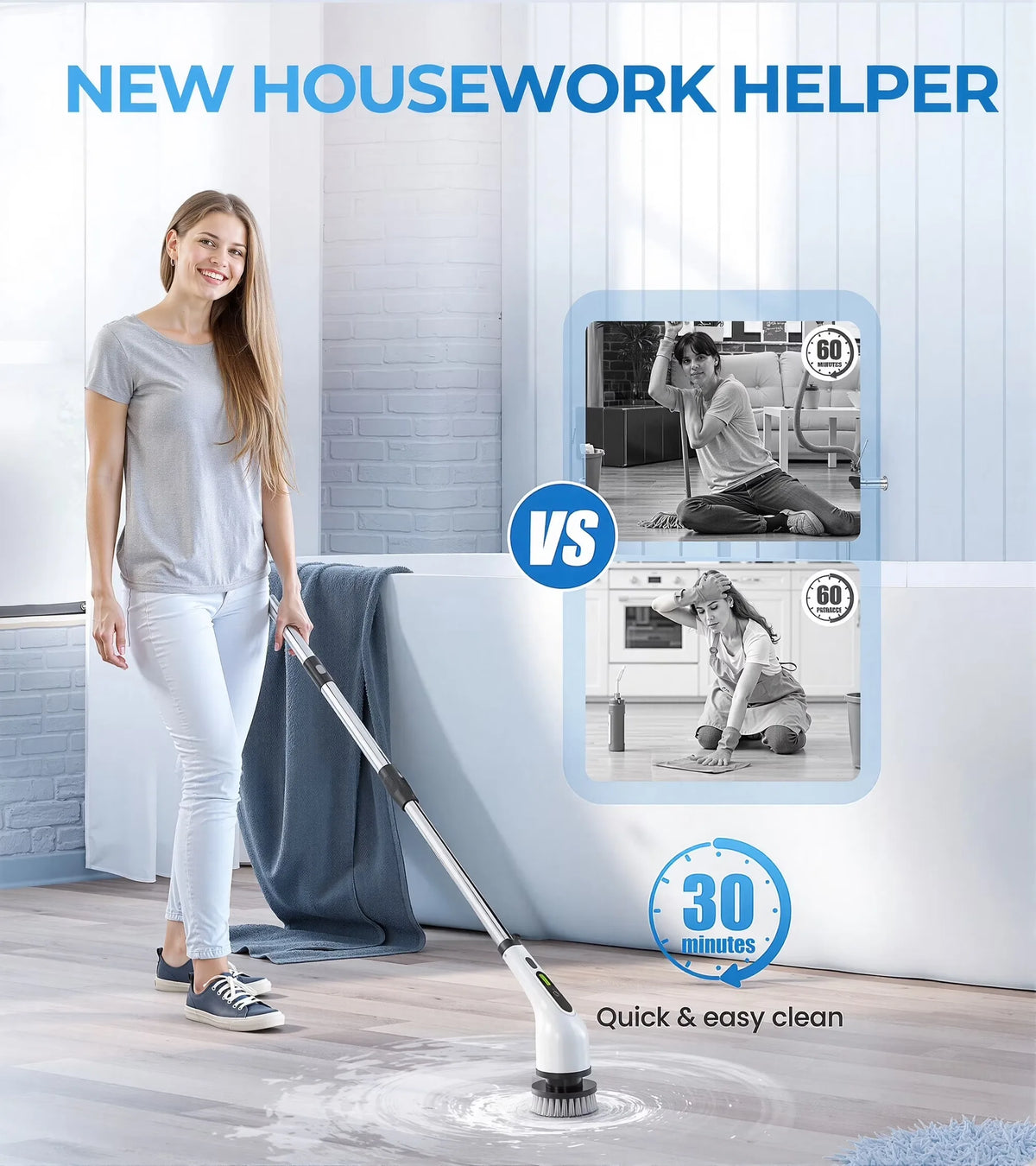 Cordless Electric Spin Scrubber for Bathroom and Kitchen Cleaning