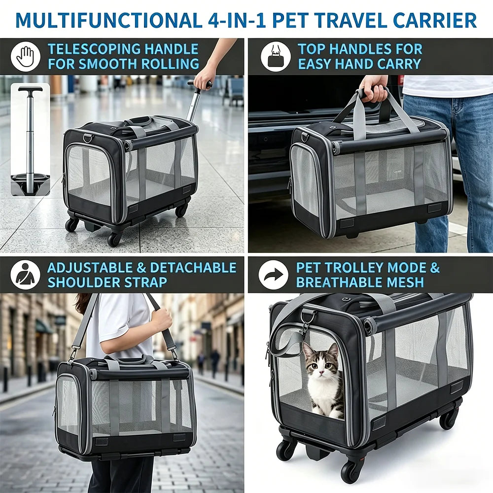 Oxford Fabric Pet Backpack Stroller With Retractable Handle