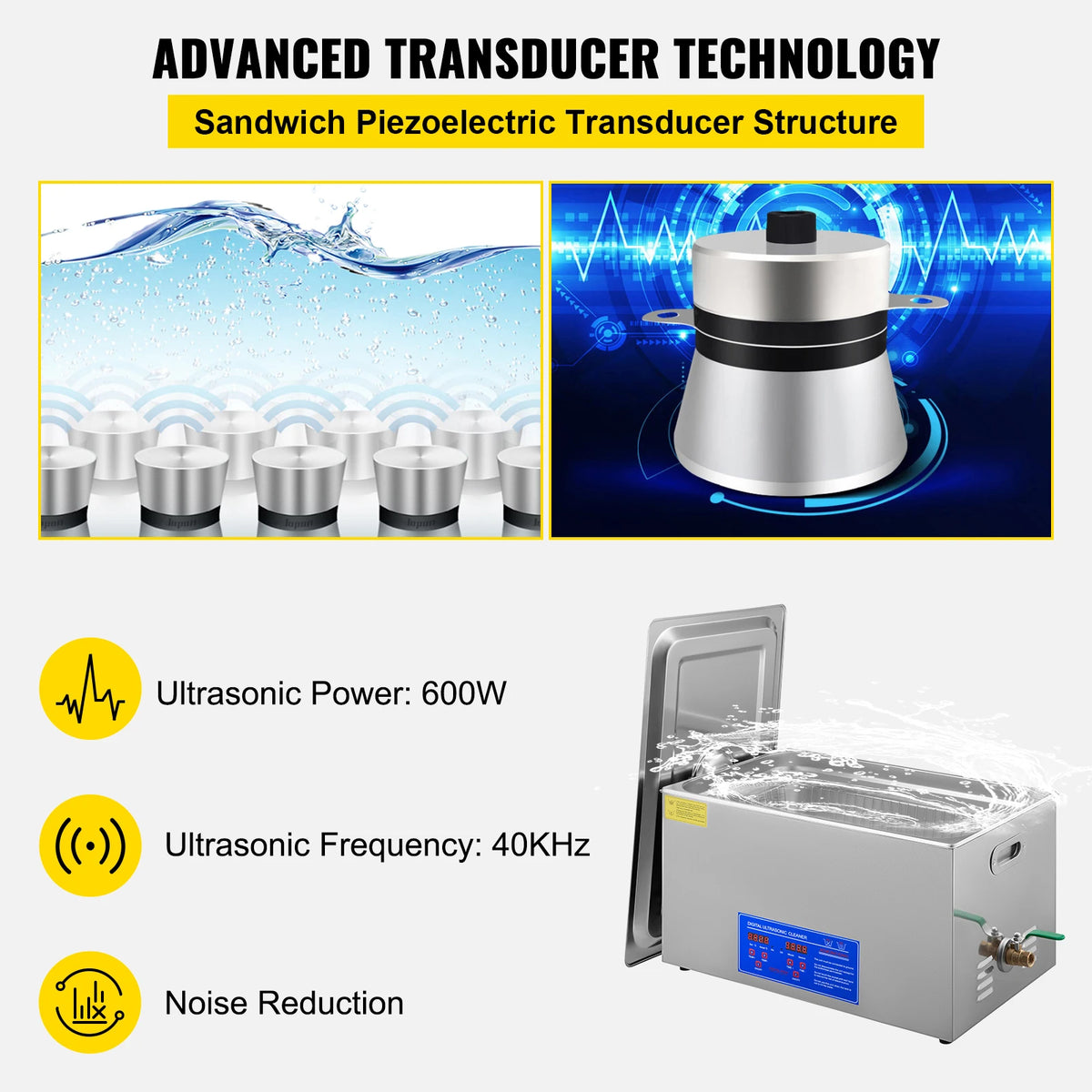 SucceBuy Portable Ultrasonic Cleaner for Household Cleaning Appliances
