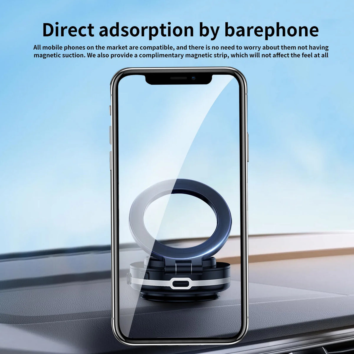 Magnetic Suction Cup Car Phone Mount With 360 Degree Rotation