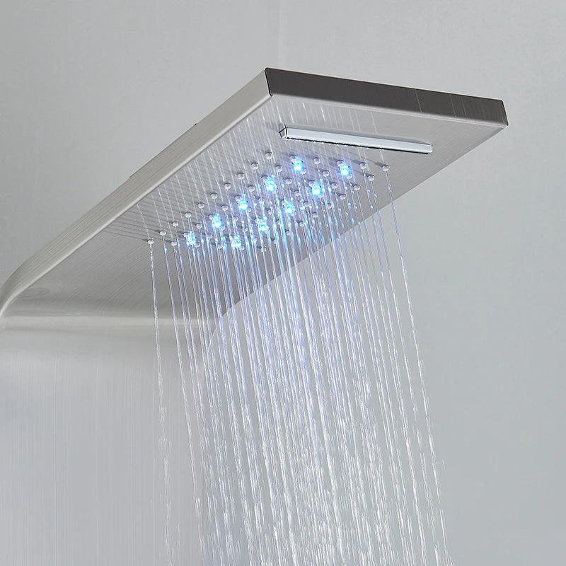 MYQualife LED Rainfall Waterfall Shower Panel With Triple Handle Control