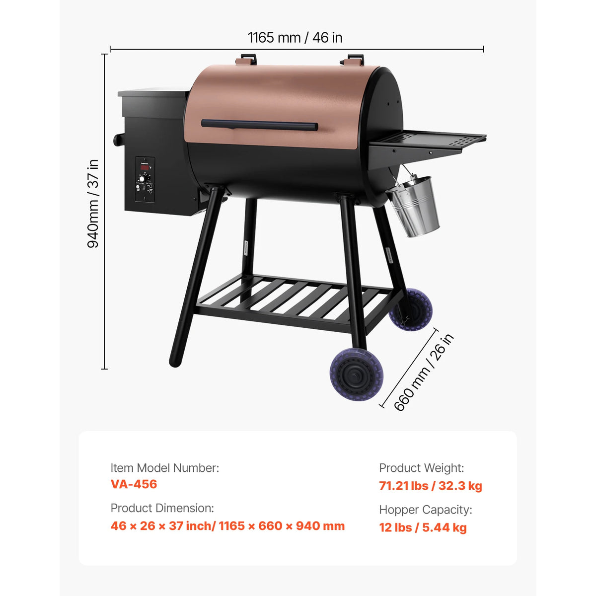 SucceBuy Wood Pellet Grill Smoker With Digital Temperature Controller