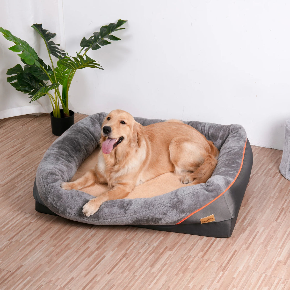 BINGOPAW Orthopedic Memory Foam Quilted Bolster Dog Bed