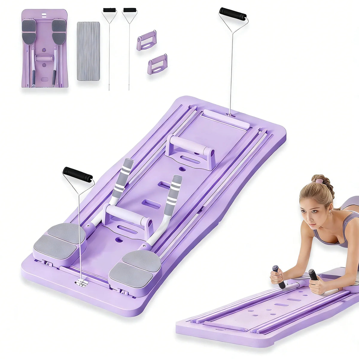 Foldable Home Workout Board With Resistance Bands And Pushup Handles