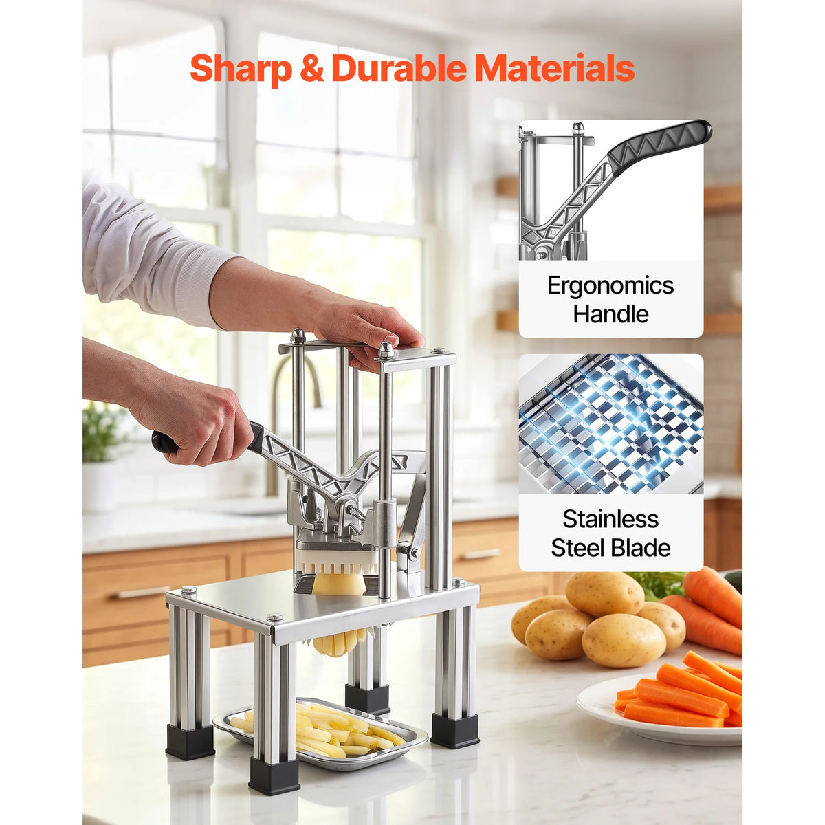 SucceBuy French Fry Cutter With Four Blades And Apple Corer
