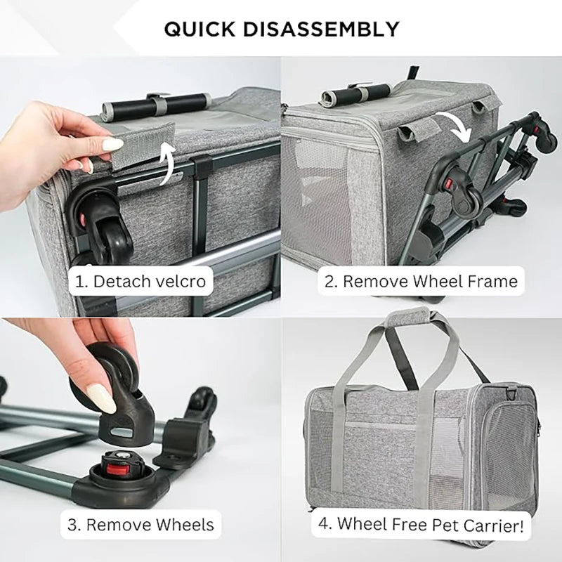 JTPAWS Rolling Pet Carrier With Wheels For Dogs And Cats