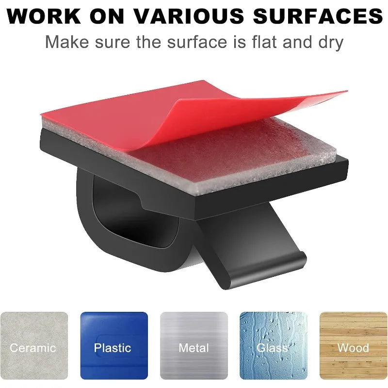 Adhesive Cable Clips for Home Office and Automotive Cable Management