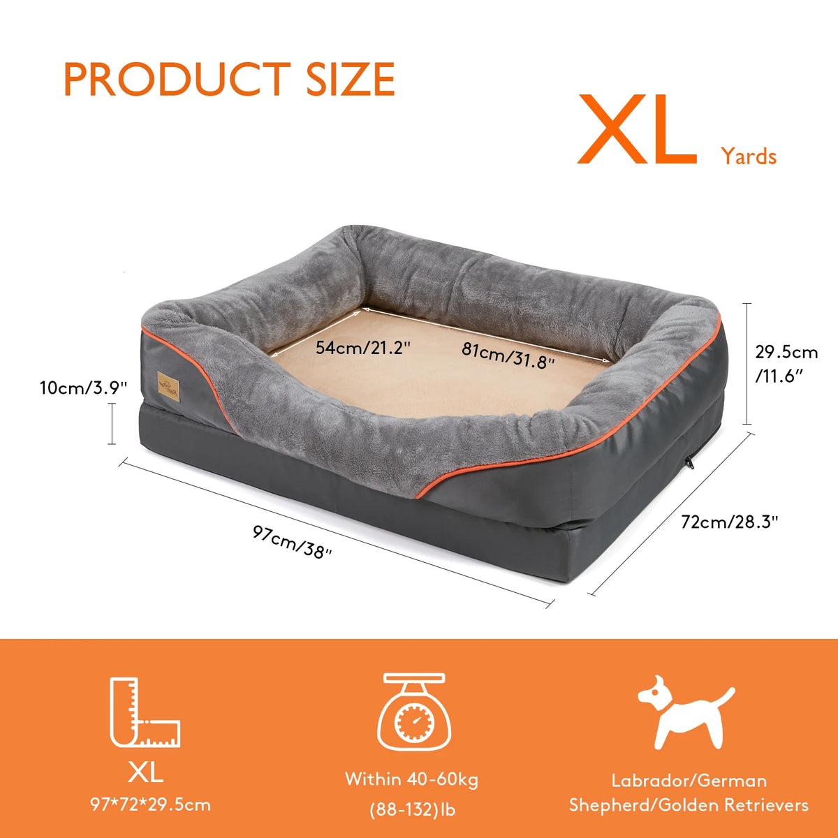 BINGOPAW Orthopedic Memory Foam Quilted Bolster Dog Bed
