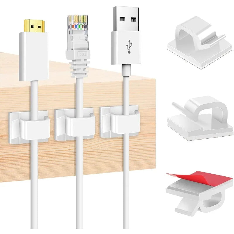 Adhesive Cable Clips for Home Office and Automotive Cable Management
