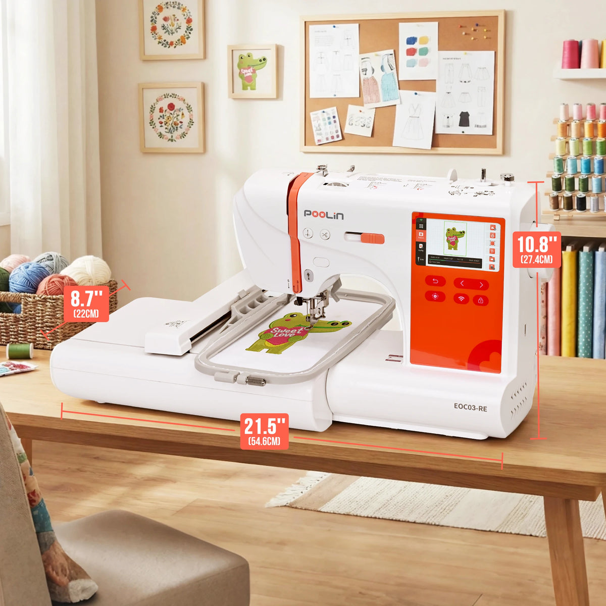 Poolin 03RE Computerized Embroidery Machine With Built In Designs