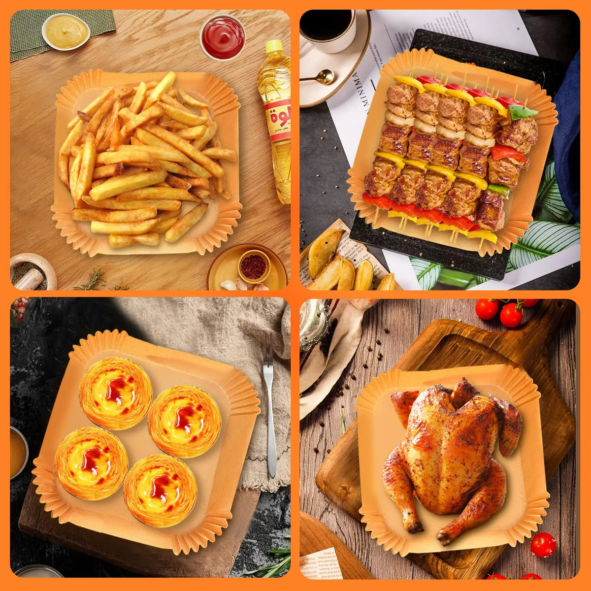 Disposable Unbleached Parchment Air Fryer Liners Nonstick Oil Resistant