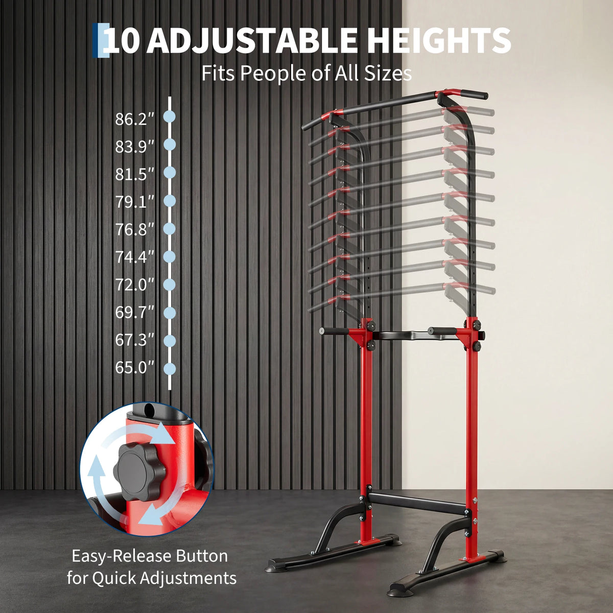 Adjustable Power Tower for Pull Ups Dips and Strength Training