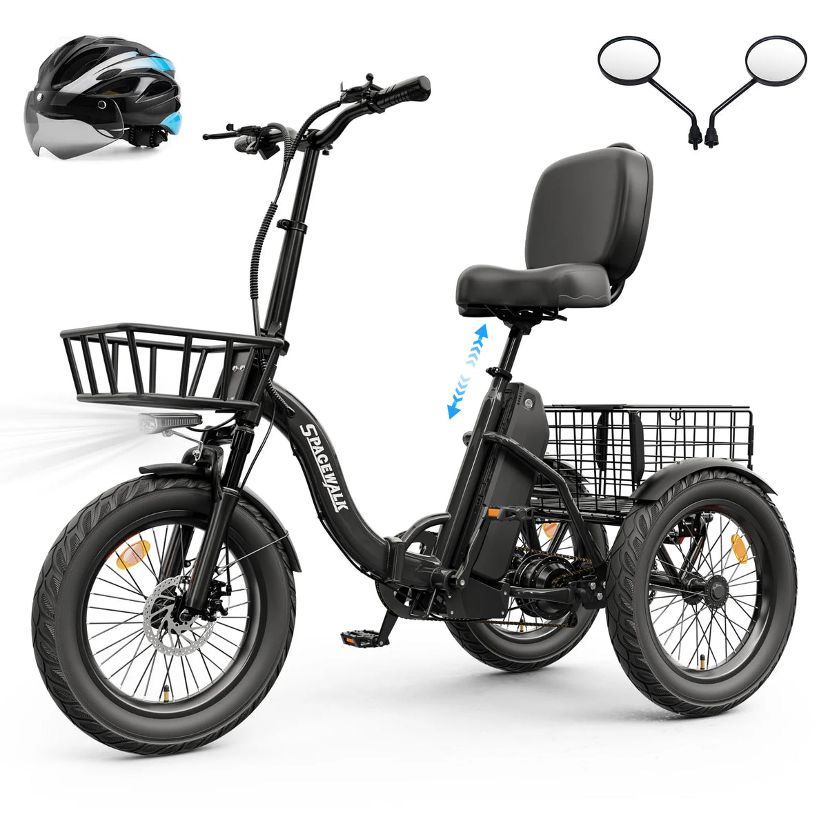 EILLEO SPACEWALK 1200W Peak Electric Tricycle With Rear Cargo Basket