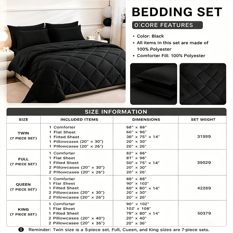easYum Quilted Bedding Set With Comforter Sheets And Pillowcases
