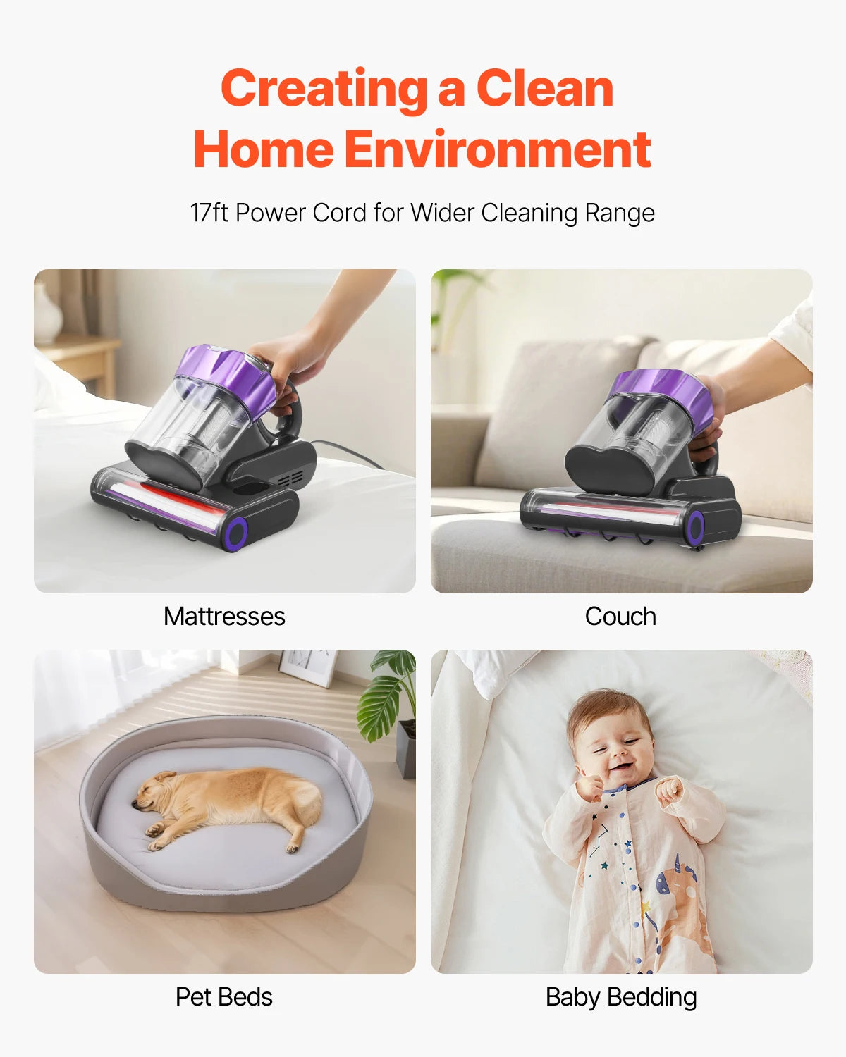SucceBuy Mattress Vacuum Cleaner With HEPA Filter And Deep Cleaning