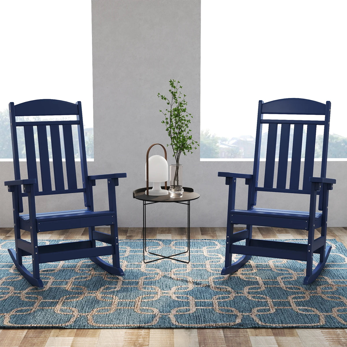 FOOWIN High Back Outdoor HDPE Patio Rocking Chair for Garden Furniture