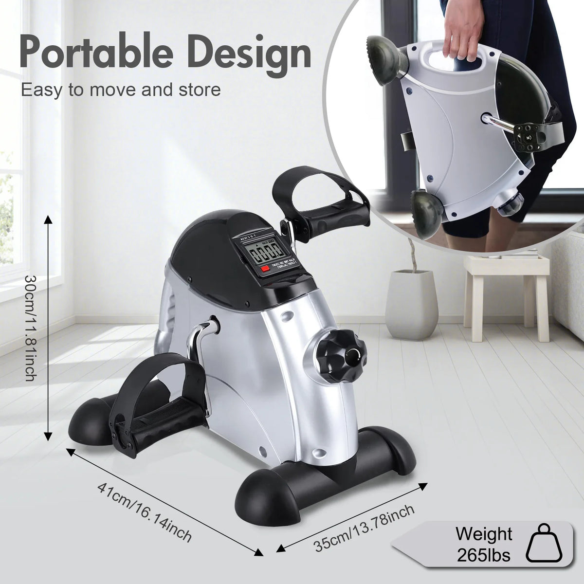 Motorized Under Desk Pedal Exerciser With LCD Display for Home Fitness