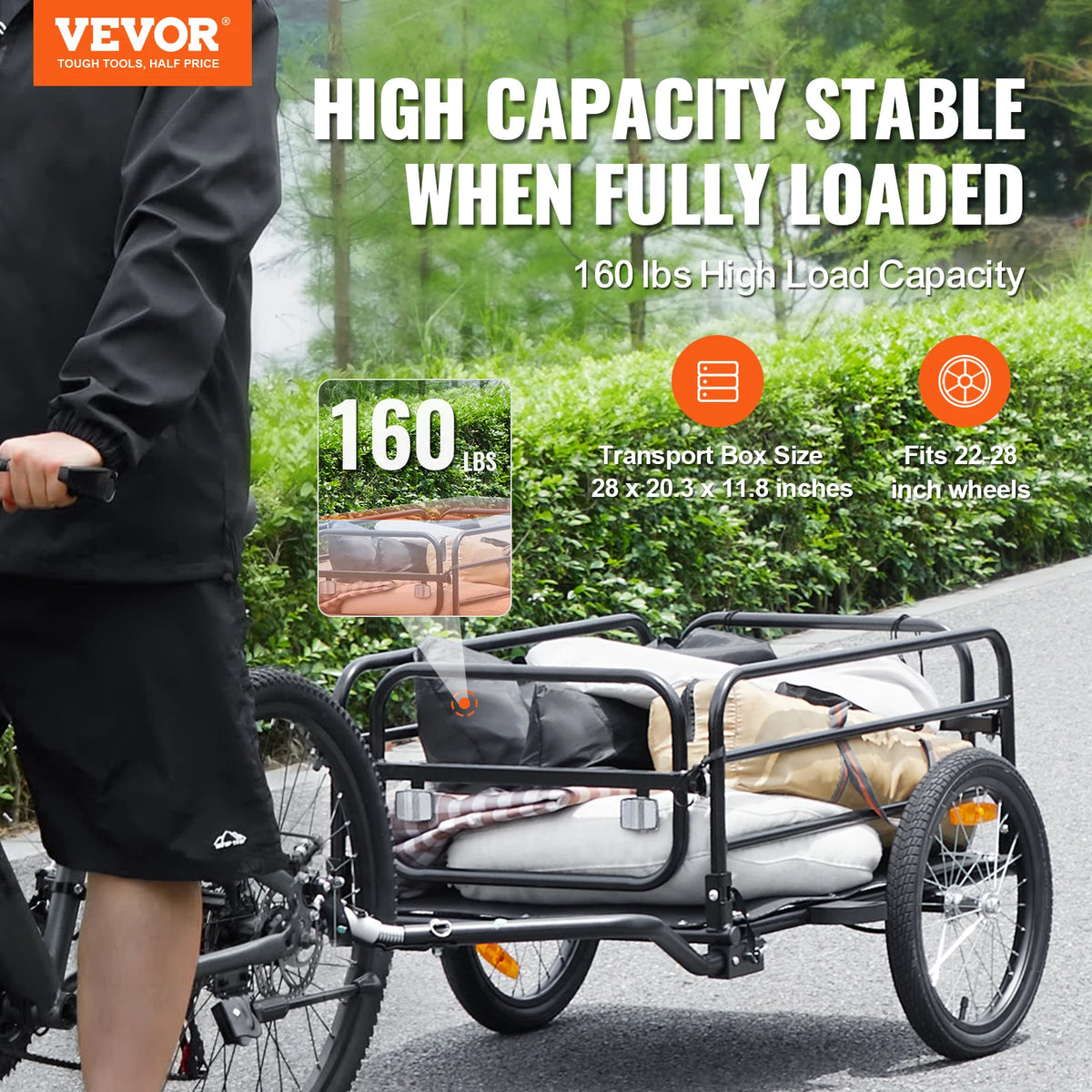 SucceBuy Foldable Bike Cargo Trailer With Universal Hitch and Compact Storage