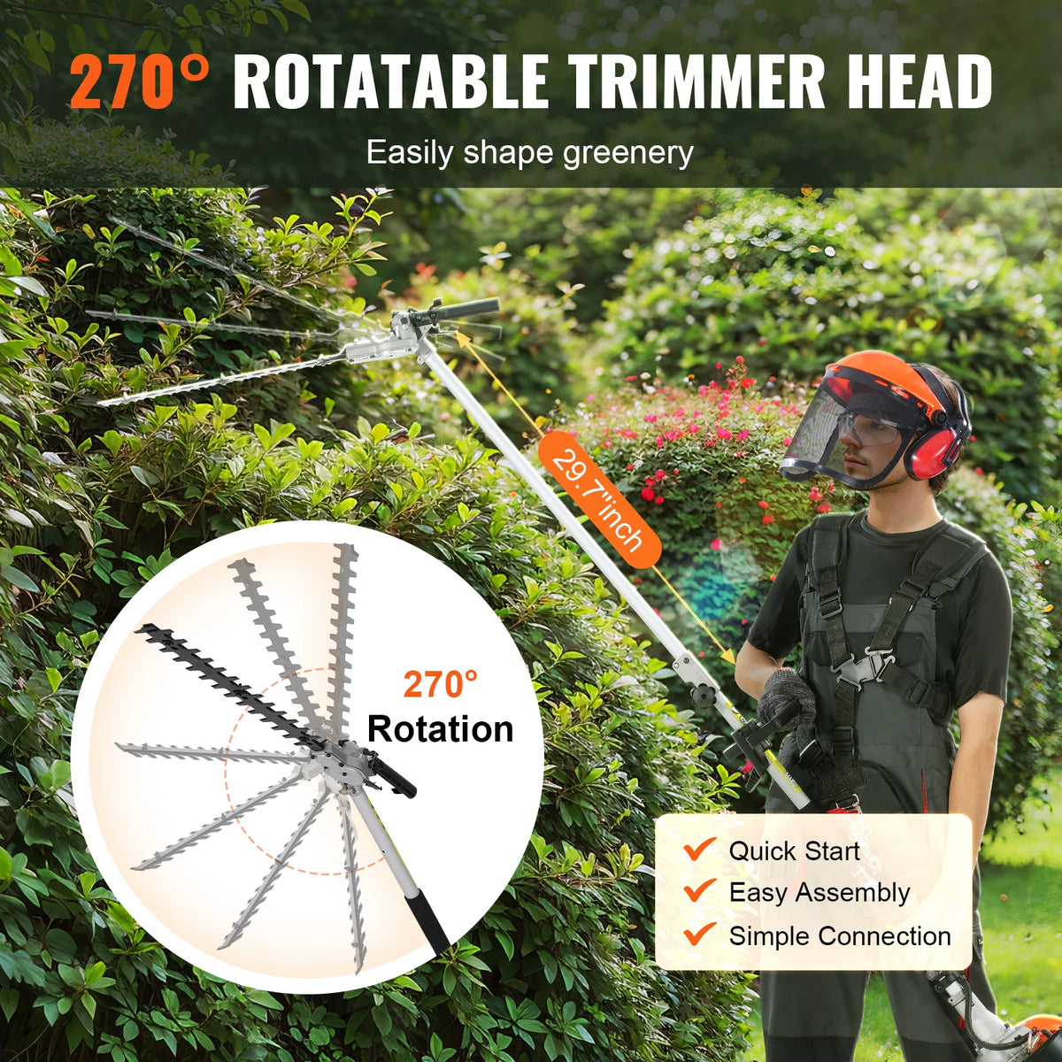SucceBuy 6-in-1 Gas Trimmer With Pole Saw And Brush Cutter