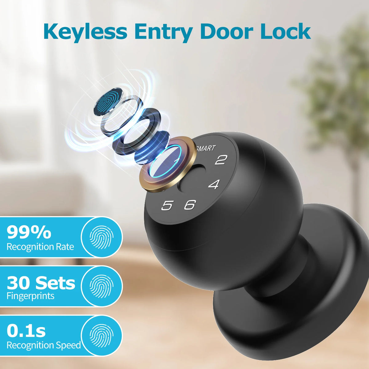 Viladepot Smart Fingerprint Door Lock With App And Passcode Control
