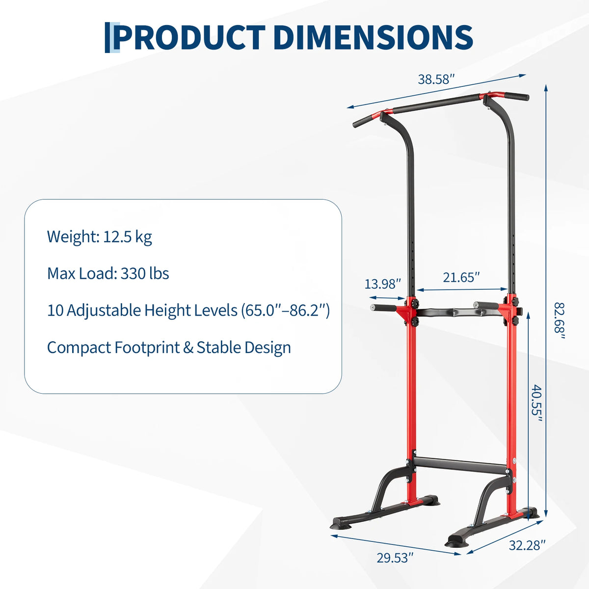 Adjustable Power Tower for Pull Ups Dips and Strength Training