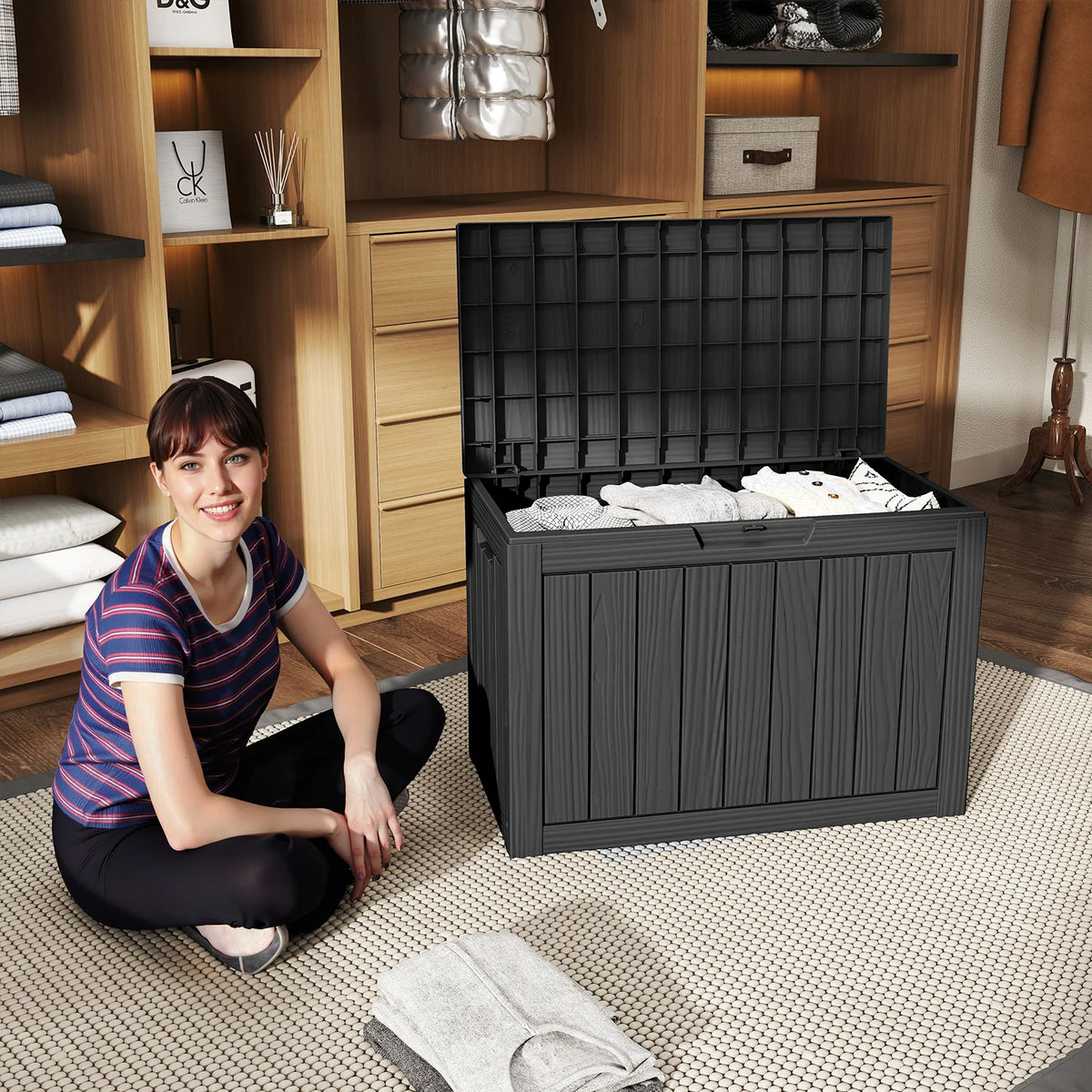 Waterproof Resin Outdoor Deck Storage Box With Lockable Lid