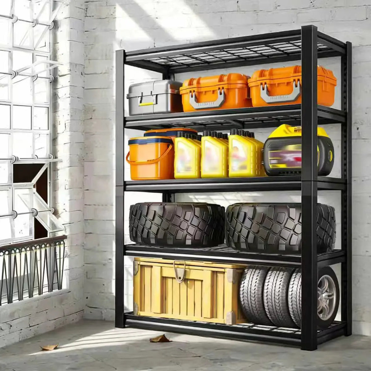 Sarenzoon Adjustable Metal Double Layer Utility Storage Rack for Home and Commercial Use