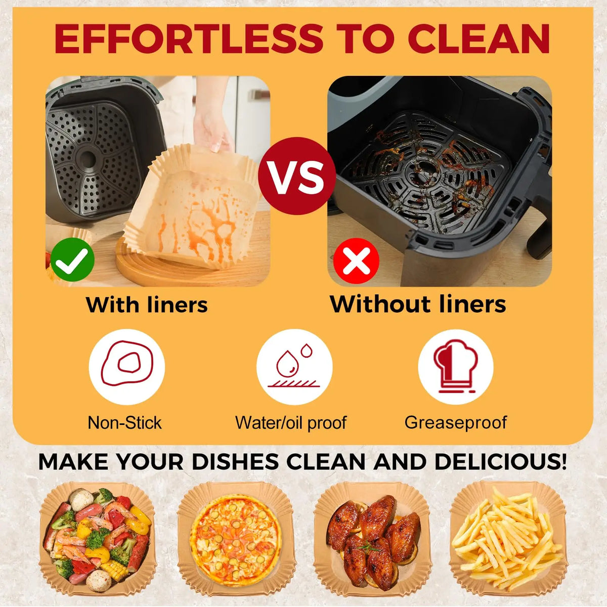 Disposable Unbleached Parchment Air Fryer Liners Nonstick Oil Resistant