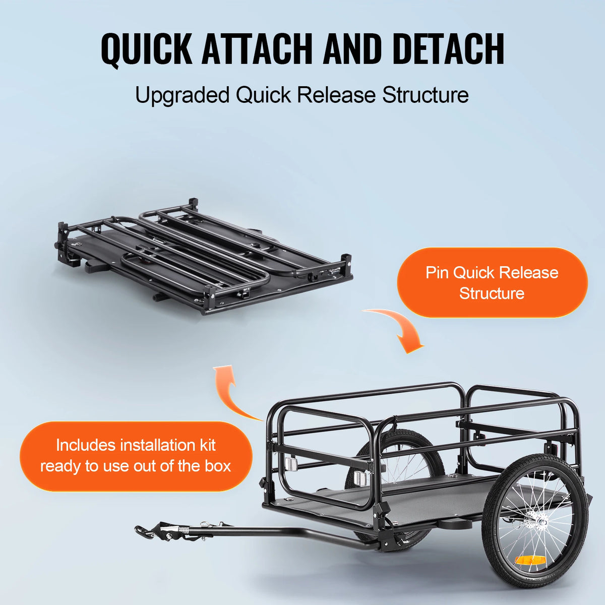 SucceBuy Foldable Bike Cargo Trailer With Universal Hitch and Compact Storage