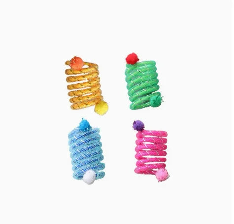 Interactive Spring Cat Toy With Colorful Elastic Wool Ball