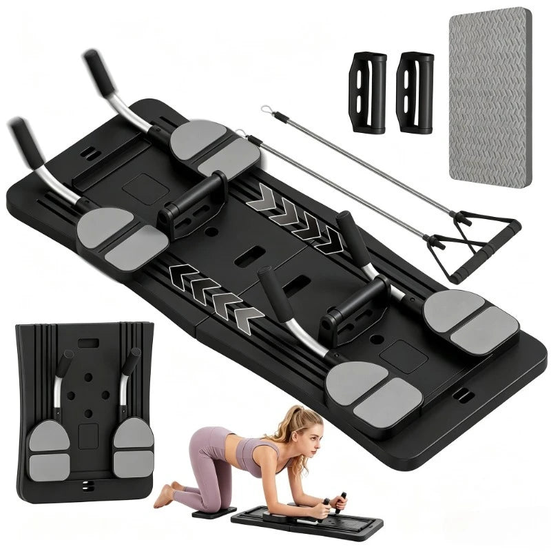 Foldable Home Workout Board With Resistance Bands And Pushup Handles
