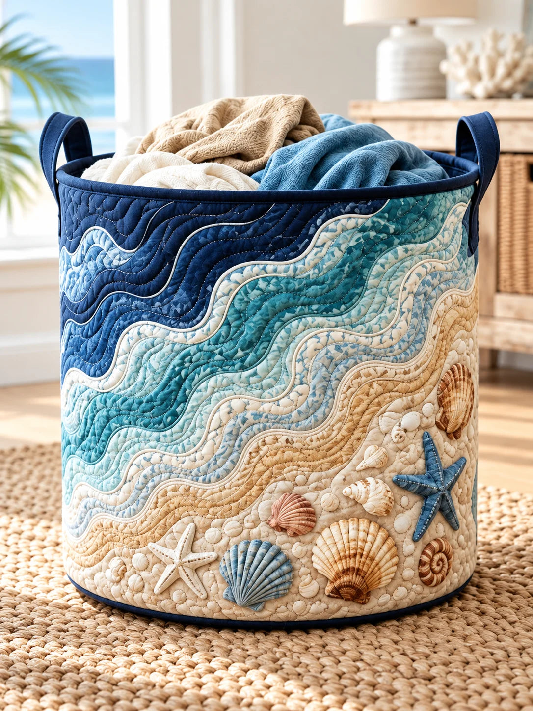 Quilted Collapsible Laundry Hamper With Handles For Home Storage