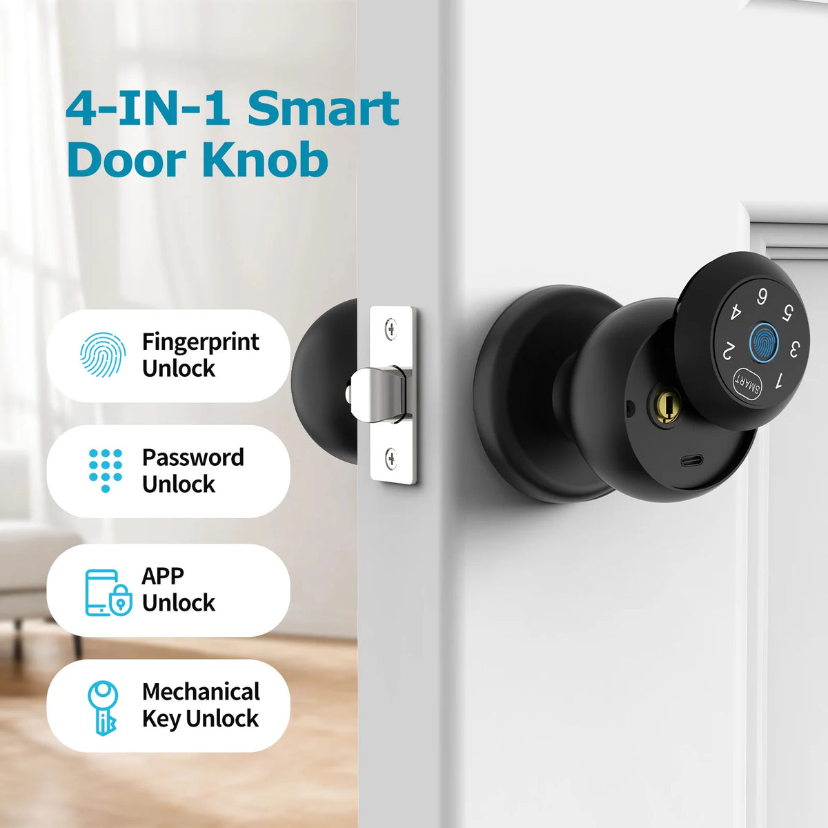Viladepot Smart Fingerprint Door Lock With App And Keypad Access