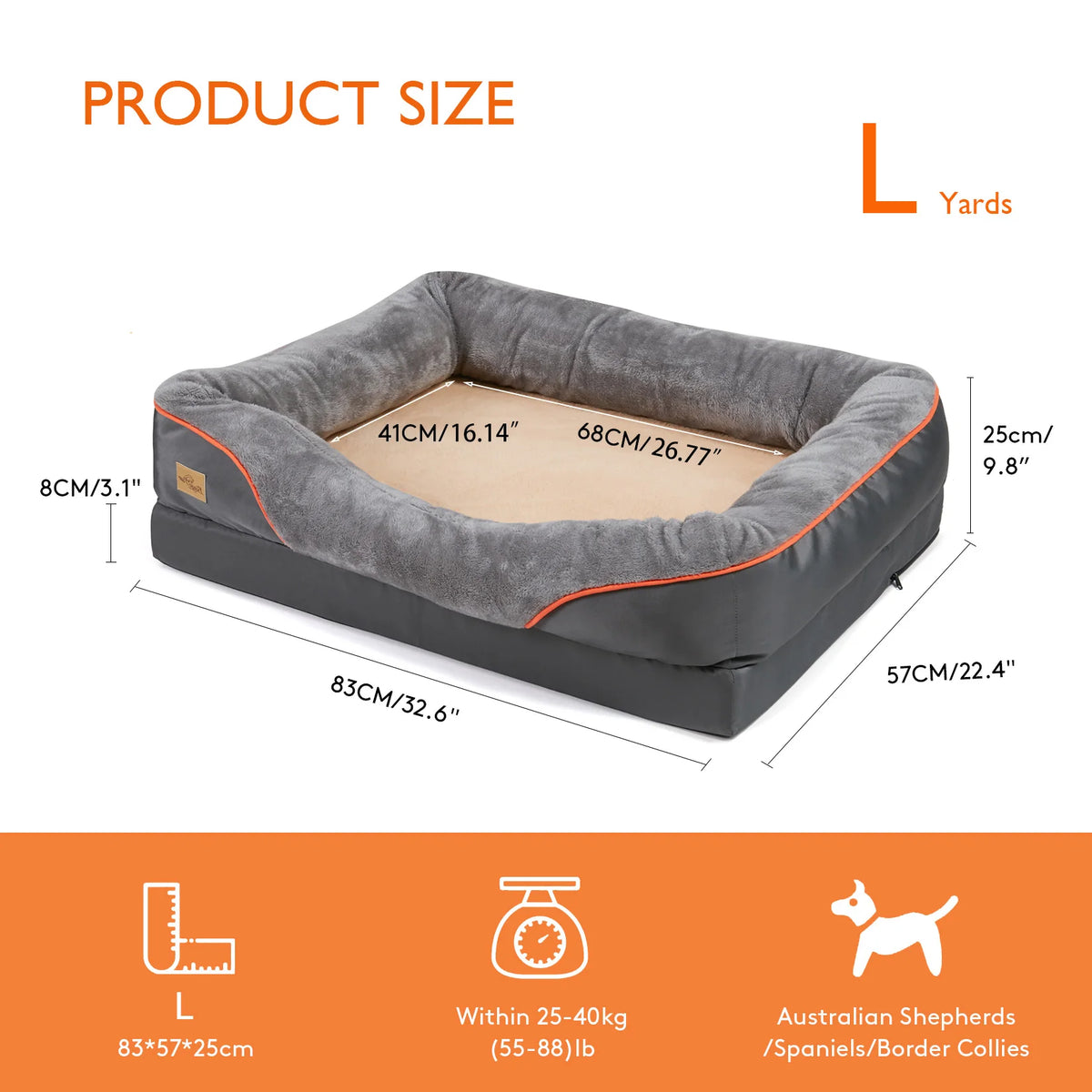 BINGOPAW Orthopedic Memory Foam Quilted Bolster Dog Bed