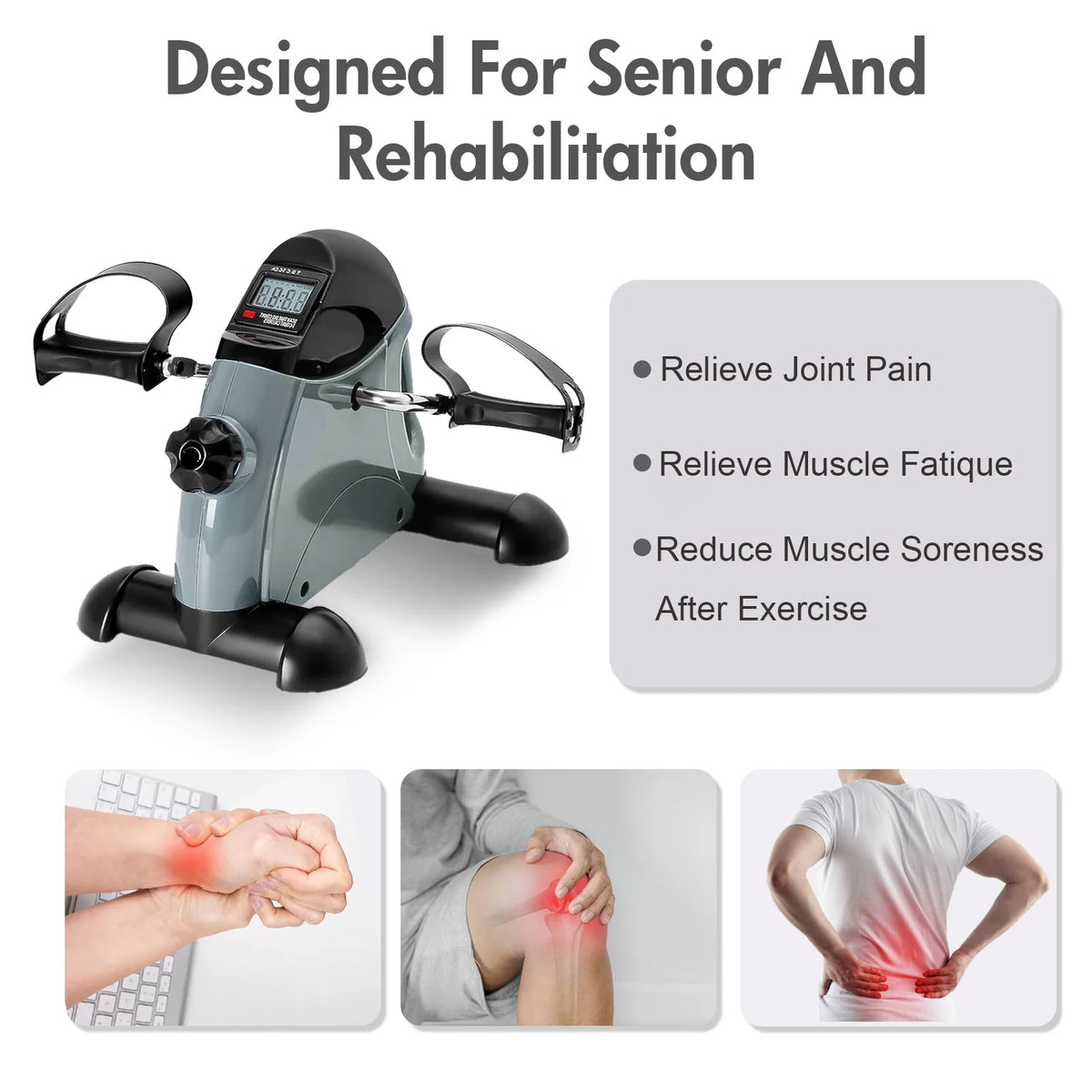 Motorized Under Desk Pedal Exerciser With LCD Display for Home Fitness