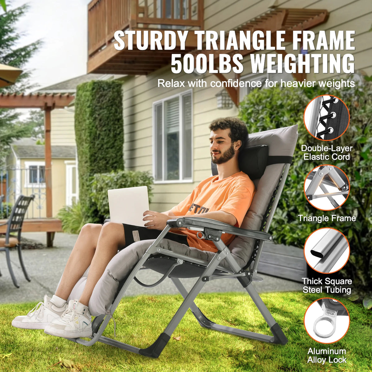 SucceBuy Zero Gravity Recliner Chair With Cushion And Cupholder