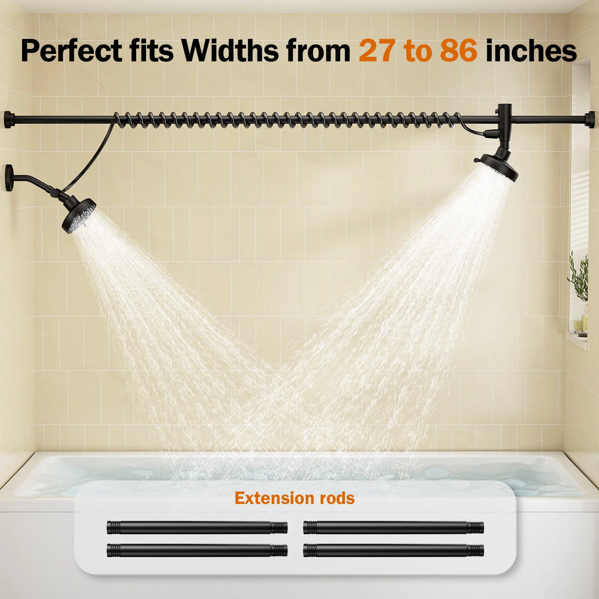 Adjustable Dual Shower Head for Couples With Water Saving Spray