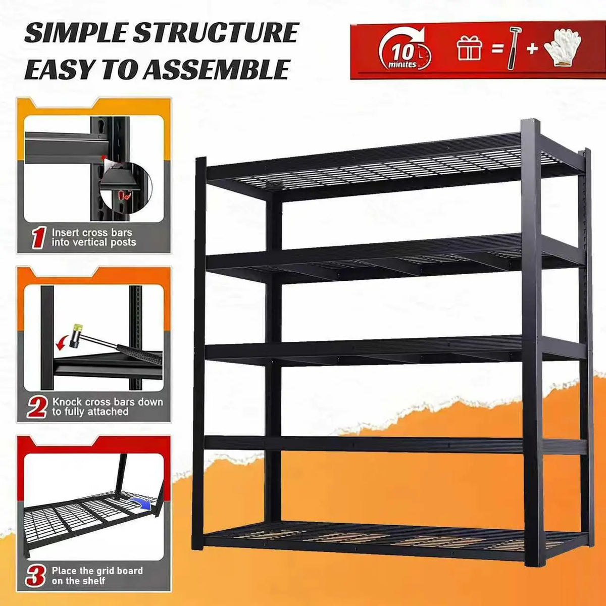 Sarenzoon Adjustable Metal Double Layer Utility Storage Rack for Home and Commercial Use