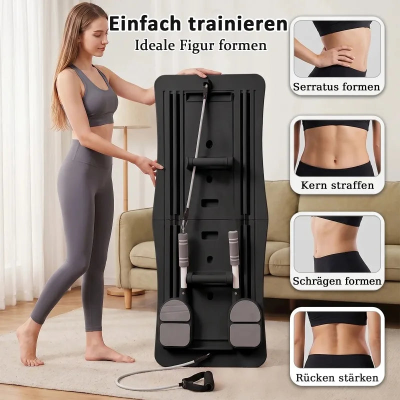 Foldable Home Workout Board With Resistance Bands And Pushup Handles
