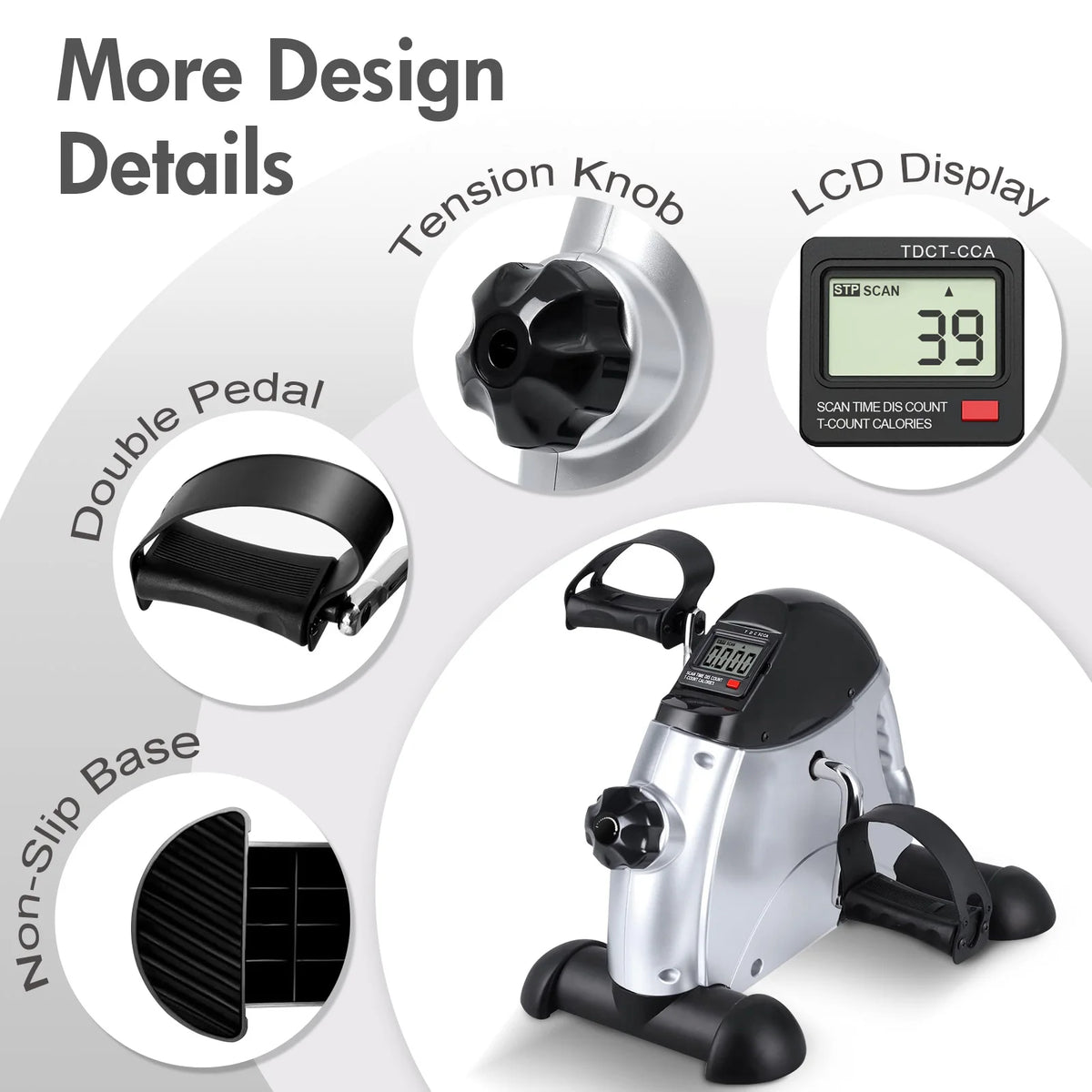 Motorized Under Desk Pedal Exerciser With LCD Display for Home Fitness