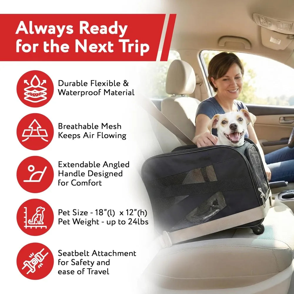 Airline Approved Rolling Pet Carrier for Dog and Cat Travel