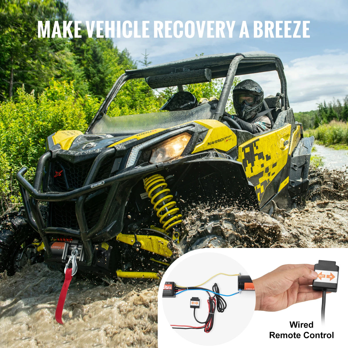 SucceBuy ATV UTV 12V Electric Winch Steel Cable Wired Remote